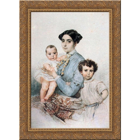 Portrait of Teresa Michele Tittoni with Sons 24x18 Gold Ornate Wood Framed Canvas Art by Karl Bryullov