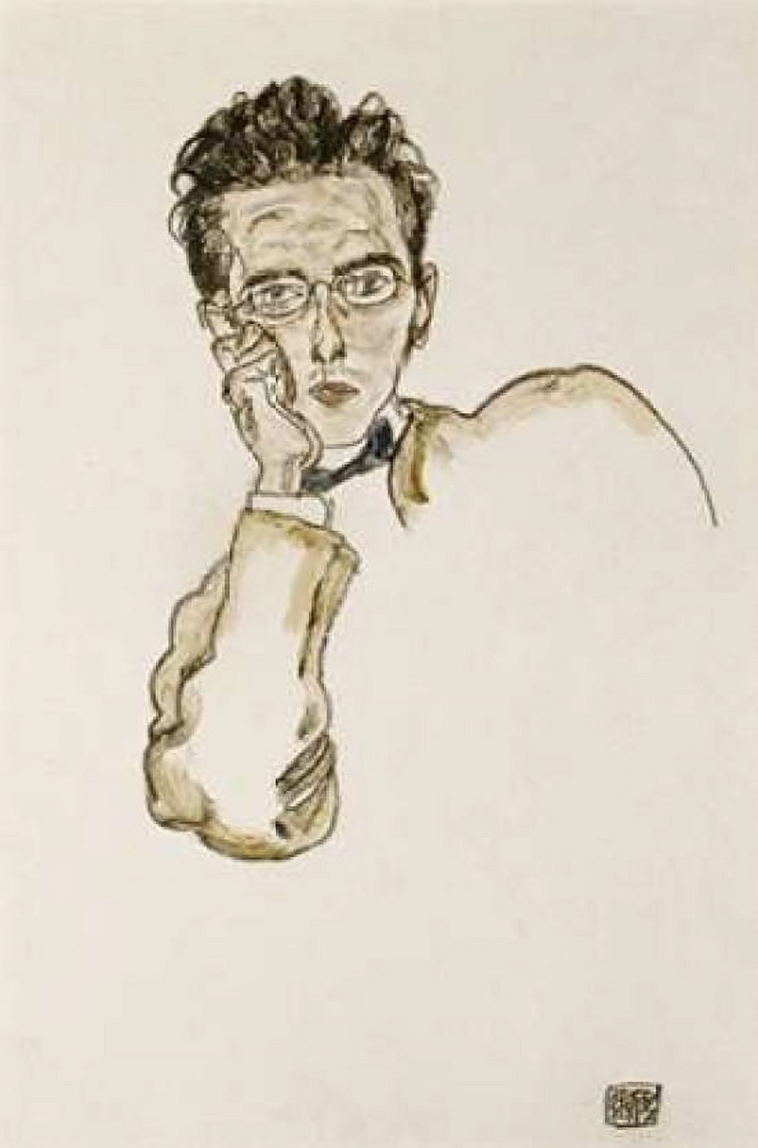 Portrait of The Art Dealer Paul Wengraf Canvas Art - Egon Schiele (12 x 18)