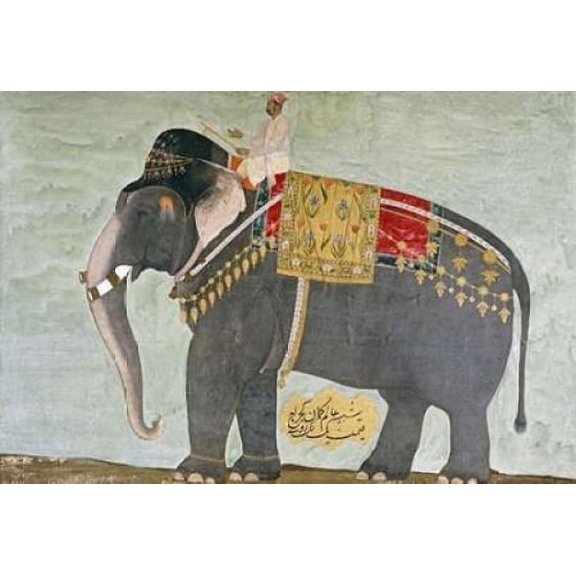 Portrait of The Elephant Alam-Guman Gajraj Canvas Art - Mughal (24 x 36)