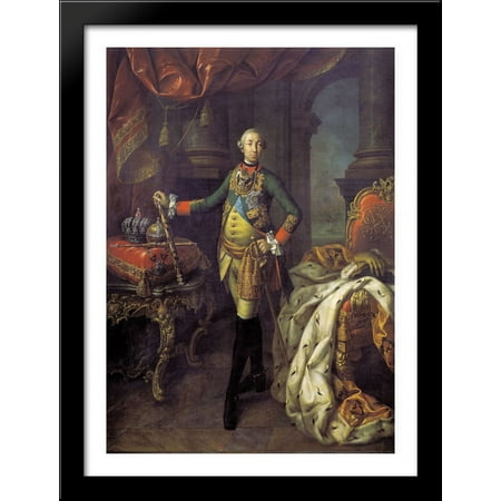 Portrait of Tsar Peter III (1728-62) 28x38 Large Black Wood Framed Print Art by Aleksey Antropov