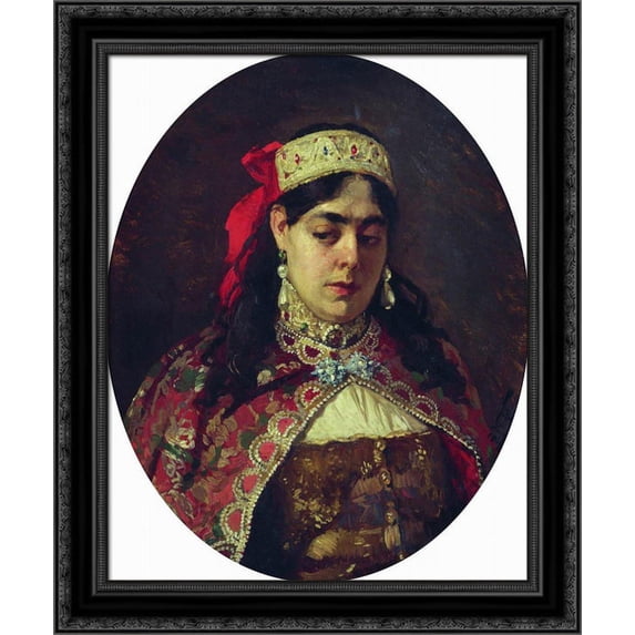 Portrait of Tsarevna Sofia 20x24 Black Ornate Wood Framed Canvas Art by Makovsky, Konstantin