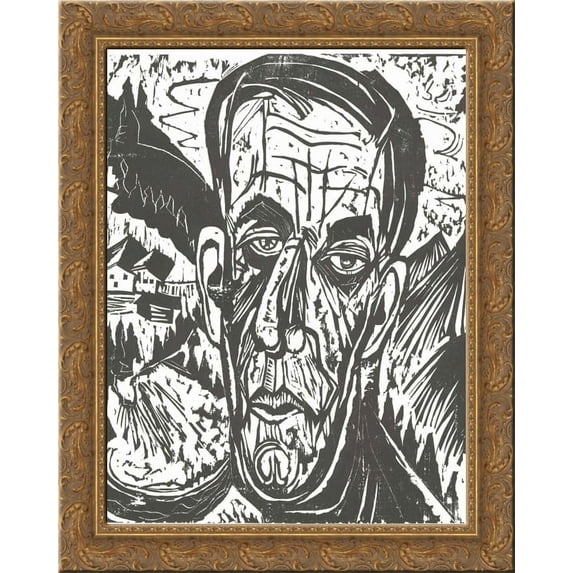 Portrait of Van de Velde 24x20 Gold Ornate Wood Framed Canvas Art by Ernst Ludwig Kirchner