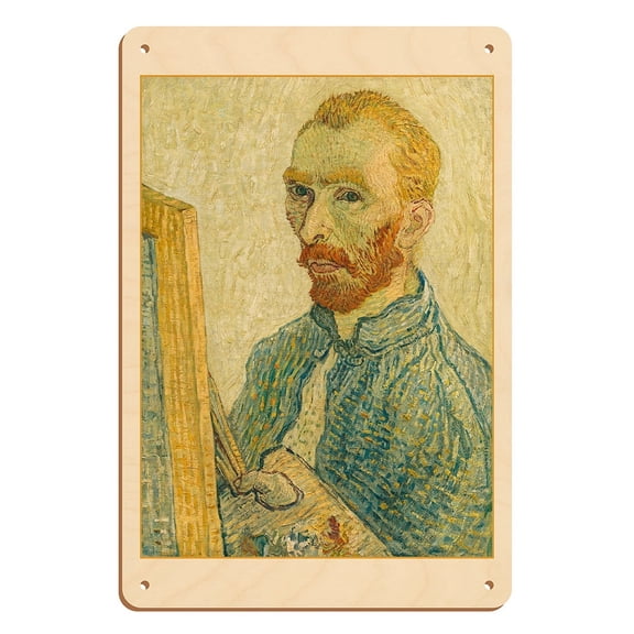 Portrait of Vincent van Gogh - From an Original Color Painting by Vincent Van Gogh c.1889 - 8 x 12 inch Vintage Wood Art Sign