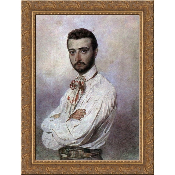 Portrait of Vincenzo Tittoni 24x18 Gold Ornate Wood Framed Canvas Art by Karl Bryullov
