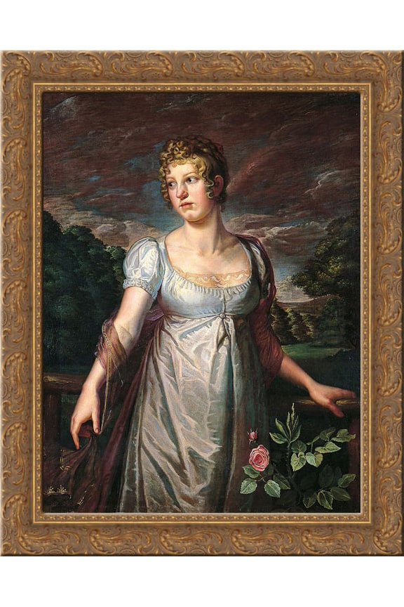 Portrait of Wilhelmina Sophia Helwig 24x20 Gold Ornate Wood Framed Canvas Art by Philipp Otto Runge