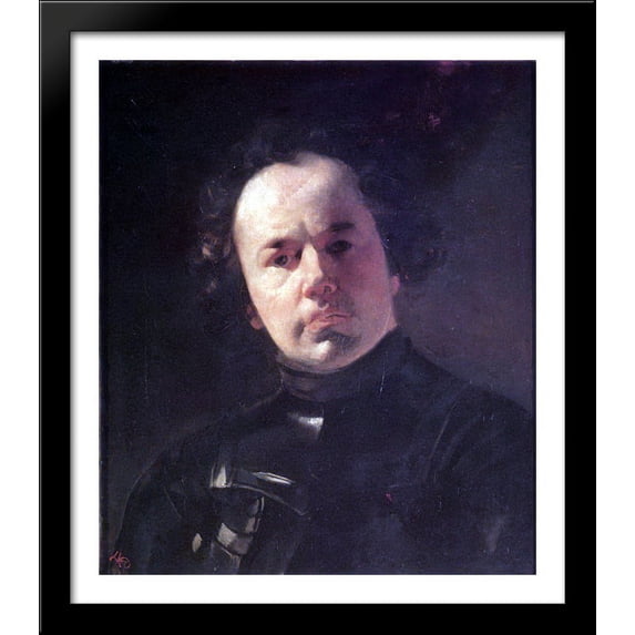 Portrait of Ya. F. Yanenko with Armour 28x32 Large Black Wood Framed Print Art by Karl Bryullov