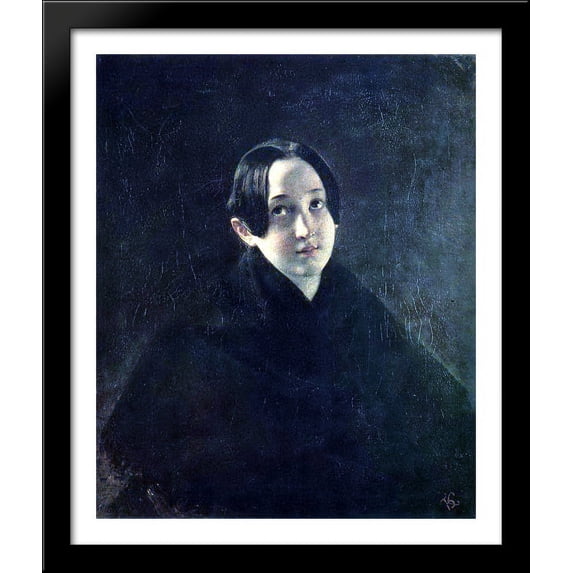 Portrait of Ye. I. Durnova 28x34 Large Black Wood Framed Print Art by Karl Bryullov