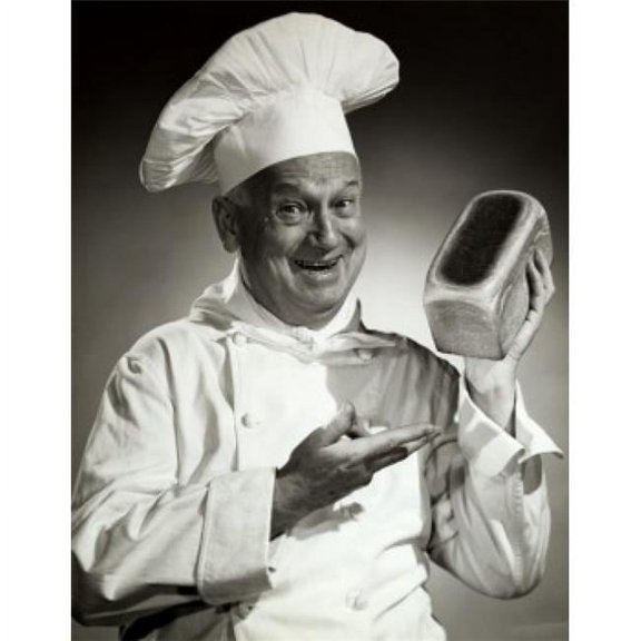 Portrait of a Baker Showing Bread Poster Print - 18 x 24 in.