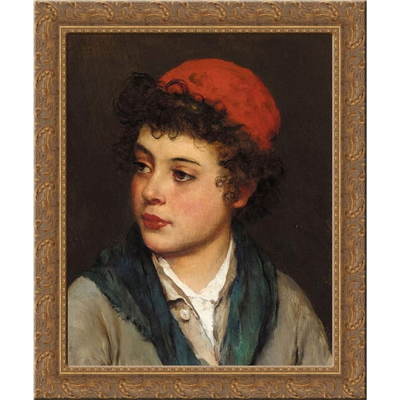Portrait of a Boy 20x23 Gold Ornate Wood Framed Canvas Art by Blaas, Eugene de