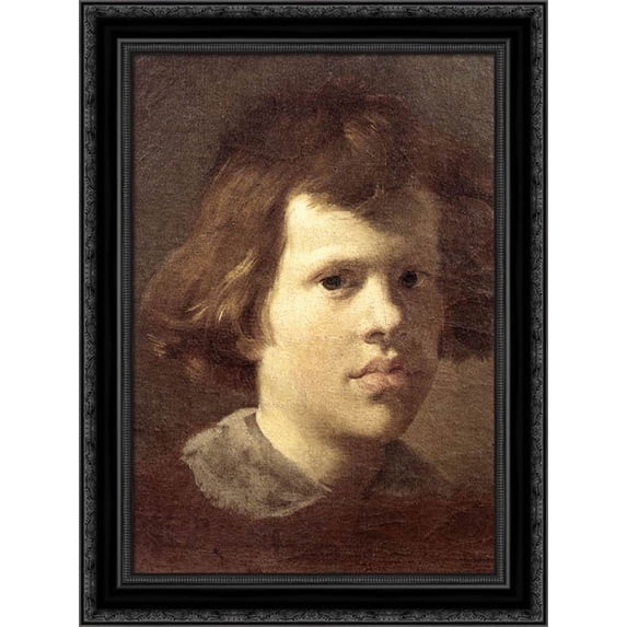 Portrait of a Boy 20x24 Black Ornate Wood Framed Canvas Art by Bernini, Gian Lorenzo