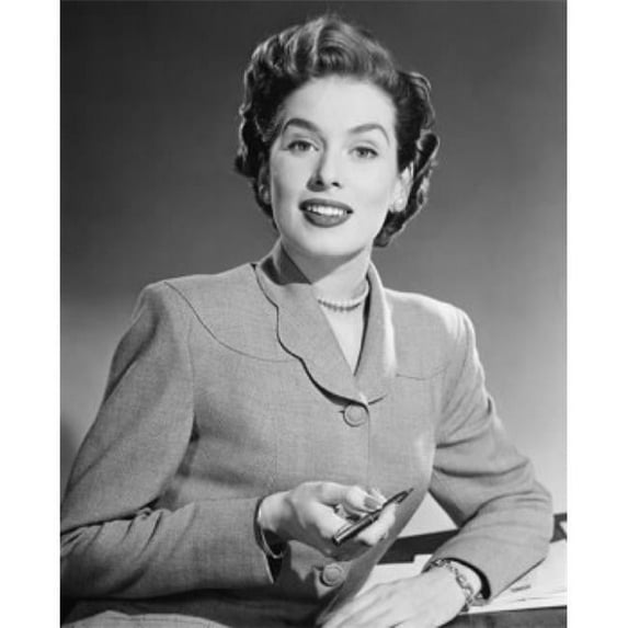 Portrait of a Businesswoman Holding a Pen Poster Print - 18 x 24 in.