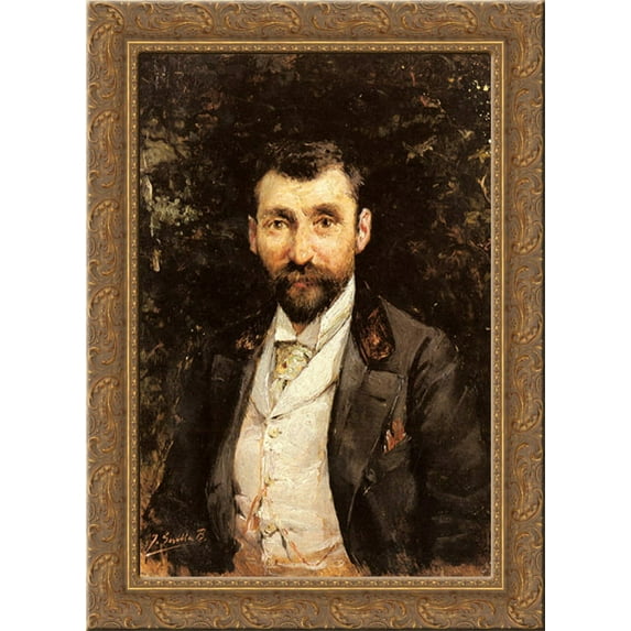 Portrait of a Gentleman 19x24 Gold Ornate Wood Framed Canvas Art by Sorolla y Bastida, Joaquin