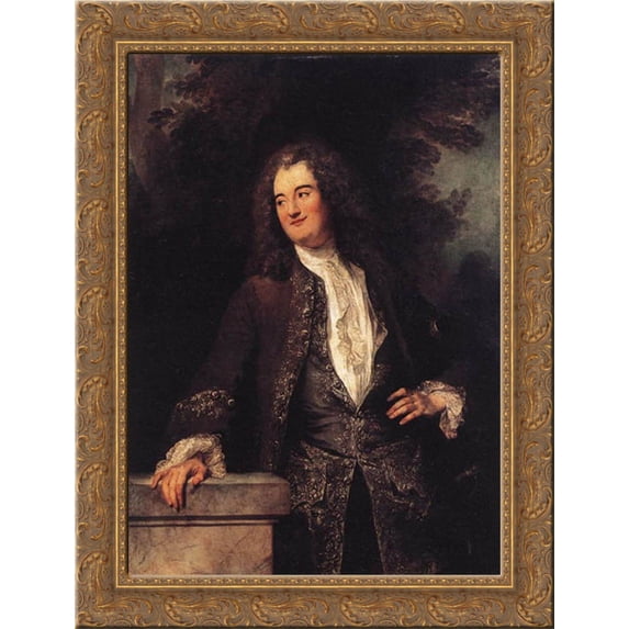 Portrait of a Gentleman 19x24 Gold Ornate Wood Framed Canvas Art by Watteau, Jean Antoine