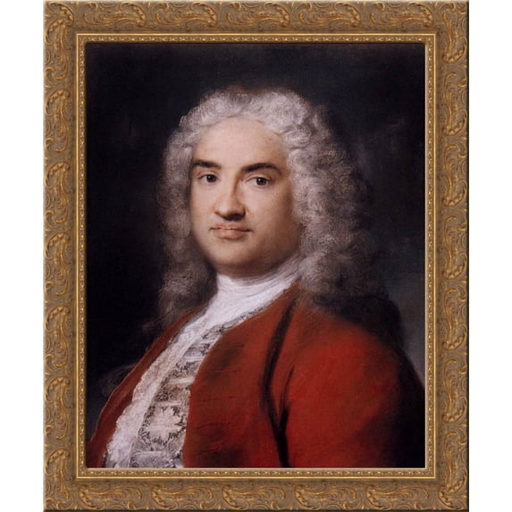 Portrait of a Gentleman in Red 24x20 Gold Ornate Wood Framed Canvas Art by Rosalba Carriera