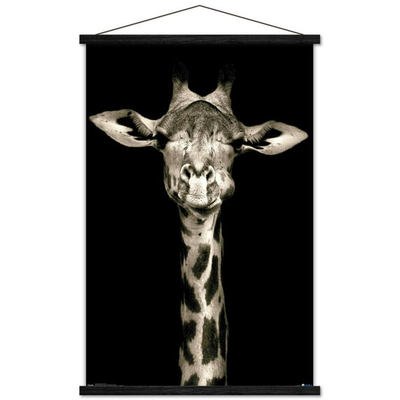 Portrait of a Giraffe Wall Poster with Magnetic Frame, 22.375" x 34"