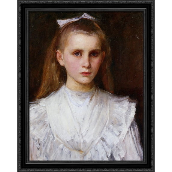 Portrait of a Girl 28x34 Large Black Ornate Wood Framed Canvas Art by John William Waterhouse