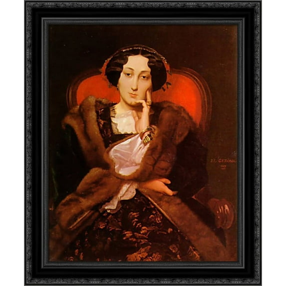 Portrait of a Lady 20x23 Black Ornate Wood Framed Canvas Art by Gerome, Jean Leon