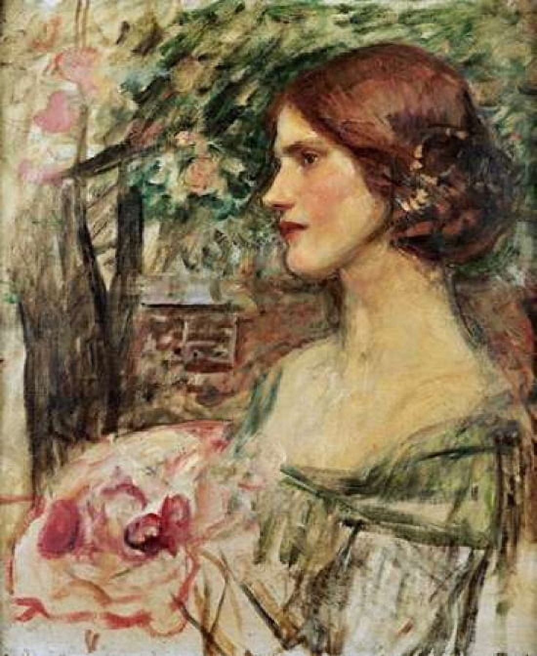 Portrait of a Lady In a Green Dress Canvas Art - John William Waterhouse (20 x 24)