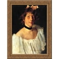 thumbnail image 1 of Portrait of a Lady in a White Dress (aka Miss Edith Newbold) 24x18 Gold Ornate Wood Framed Canvas Art by William Merritt Chase, 1 of 2