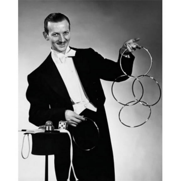 Portrait of a Magician Performing Tricks Poster Print - 18 x 24 in.