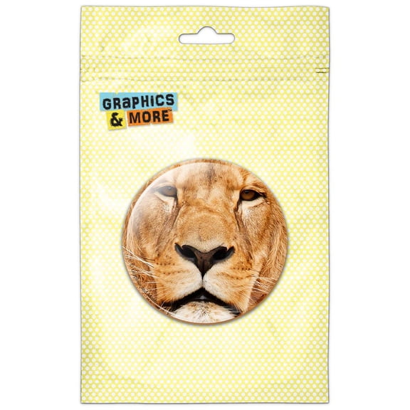 Portrait of a Male Lion Pinback Button Pin Badge