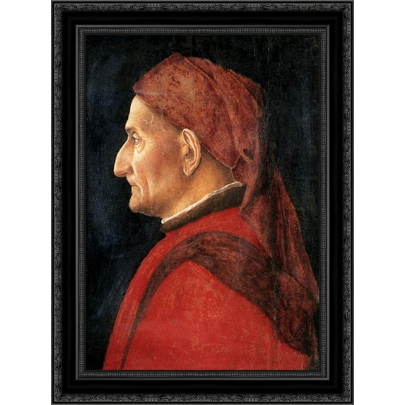 Portrait of a Man 20x24 Black Ornate Wood Framed Canvas Art by Mantegna, Andrea