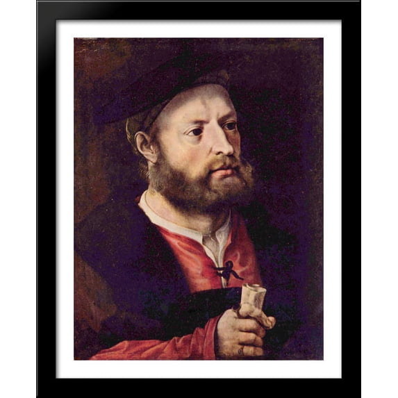 Portrait of a Man 28x34 Large Black Wood Framed Print Art by Jan Gossaert Mabuse