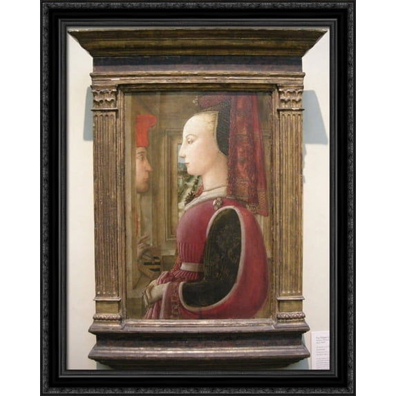 Portrait of a Man and Woman at a Casement 28x34 Large Black Ornate Wood Framed Canvas Art by Filippo Lippi