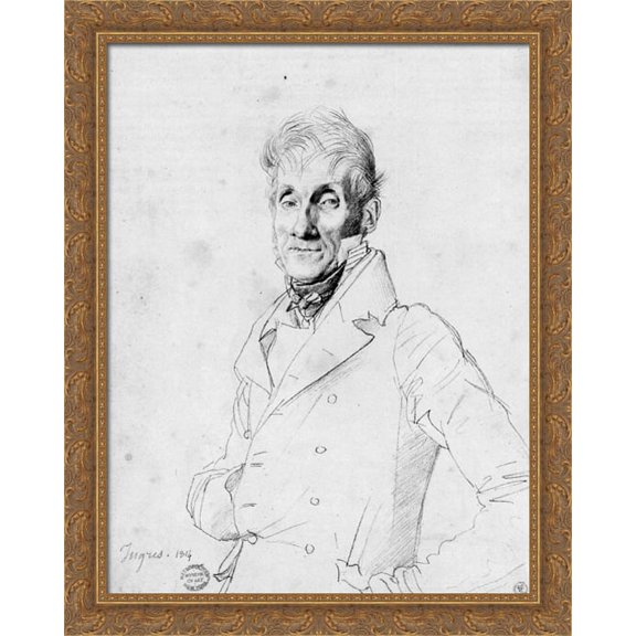 Portrait of a Man, possible Edm? Bochet 28x36 Large Gold Ornate Wood Framed Canvas Art by Jean Auguste Dominique Ingres