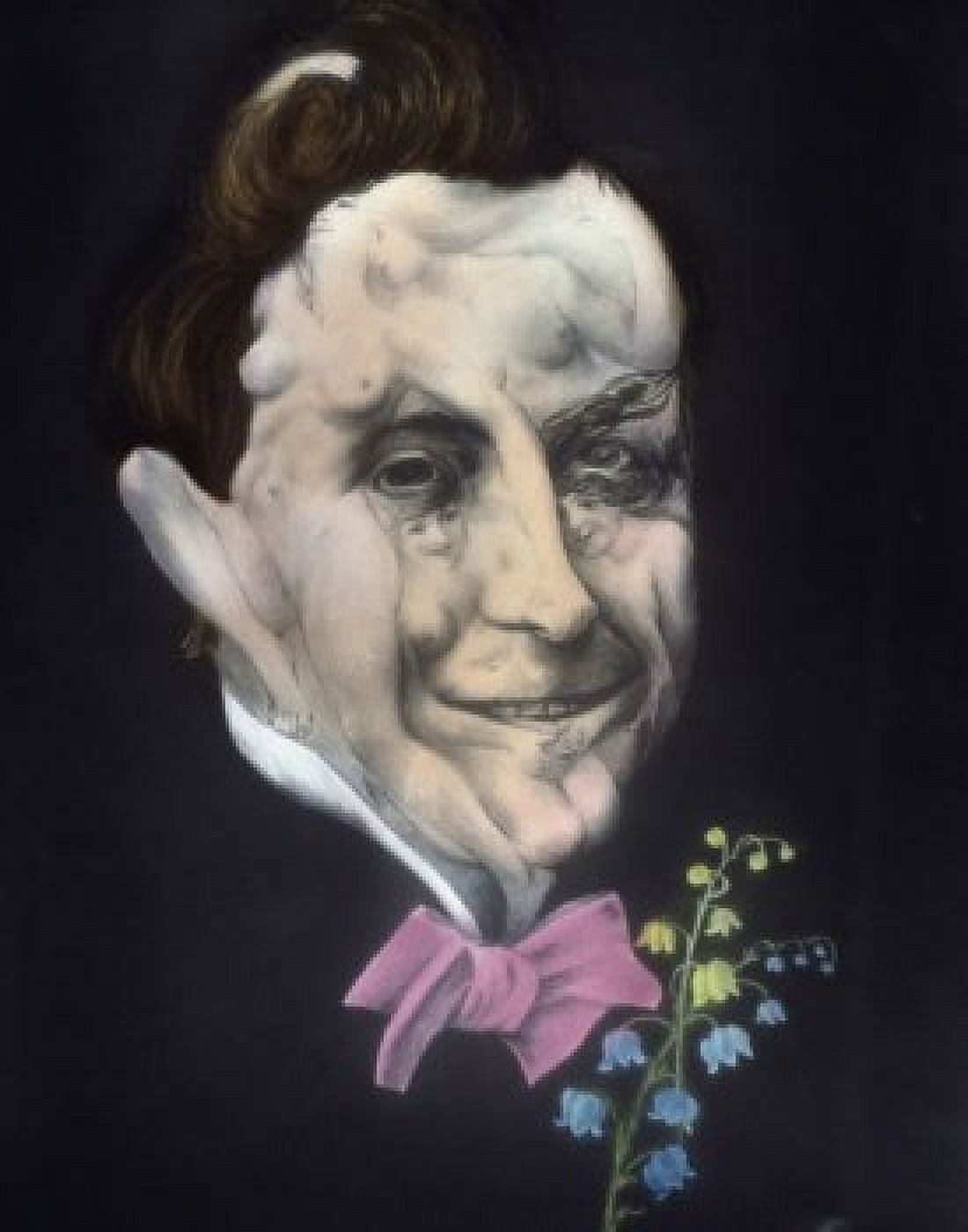 Portrait of a Man with Bow Tie and Flowers 1905 French Postcards Canvas Art - (24 x 36)