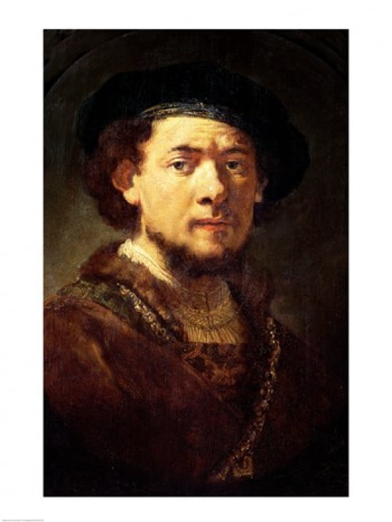 Portrait of a Man with a Gold Chain or Self Portrait with Beard Canvas Art - Rembrandt van Rijn (18 x 24)
