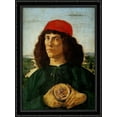 thumbnail image 1 of Portrait of a Man with the Medal of Cosimo 28x38 Large Black Ornate Wood Framed Canvas Art by Sandro Botticelli, 1 of 2