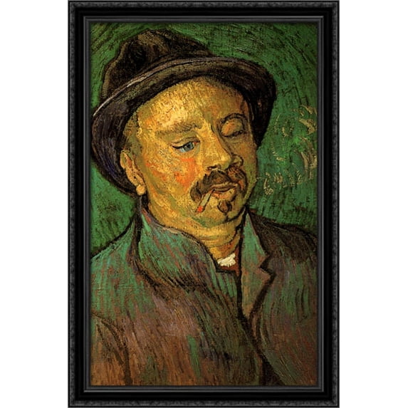 Portrait of a One-Eyed Man 26x40 Large Black Ornate Wood Framed Canvas Art by Vincent van Gogh