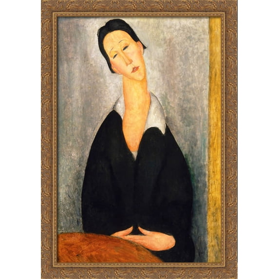 Portrait of a Polish Woman 28x40 Large Gold Ornate Wood Framed Canvas Art by Amedeo Modigliani