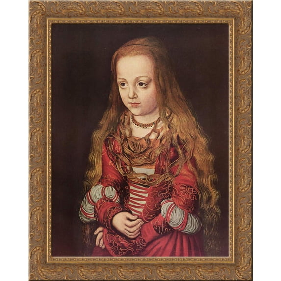 Portrait of a Saxon Princess 24x20 Gold Ornate Wood Framed Canvas Art by Lucas Cranach the Elder