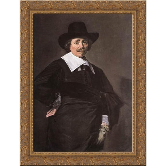 Portrait of a Standing Man 20x24 Gold Ornate Wood Framed Canvas Art by Hals, Frans