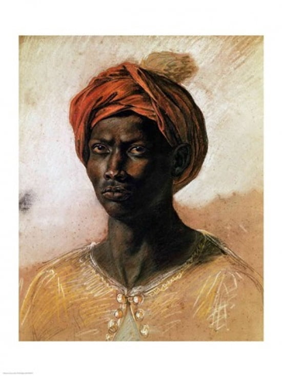 Portrait of a Turk in a Turban c1826 Canvas Art - Eugene Delacroix (24 x 36)
