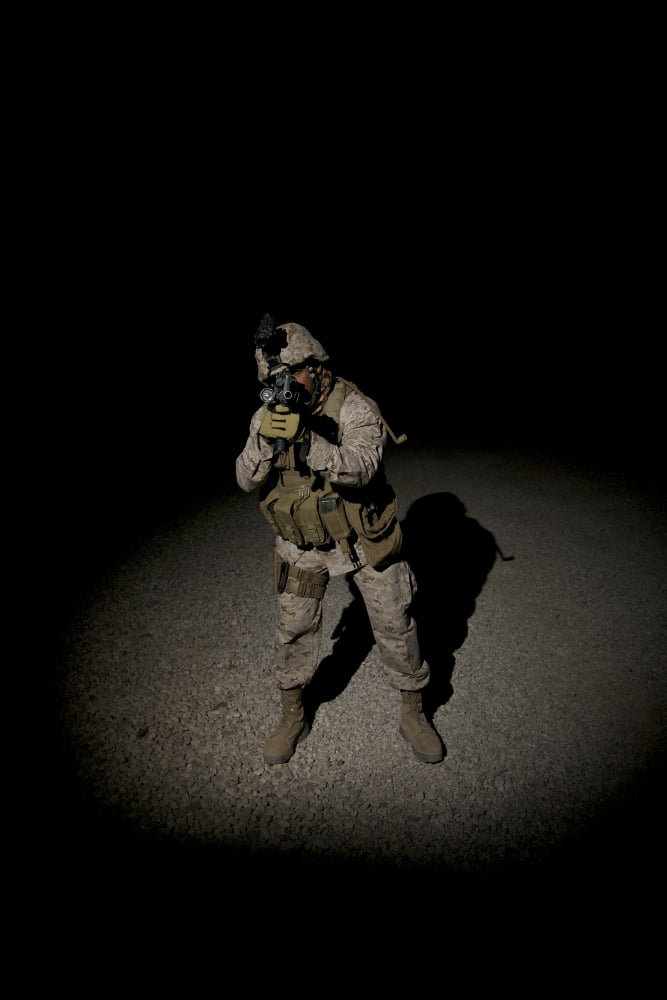 Portrait of a US Marine in Afghanistan Canvas Art - Terry MooreStocktrek Images (12 x 18)