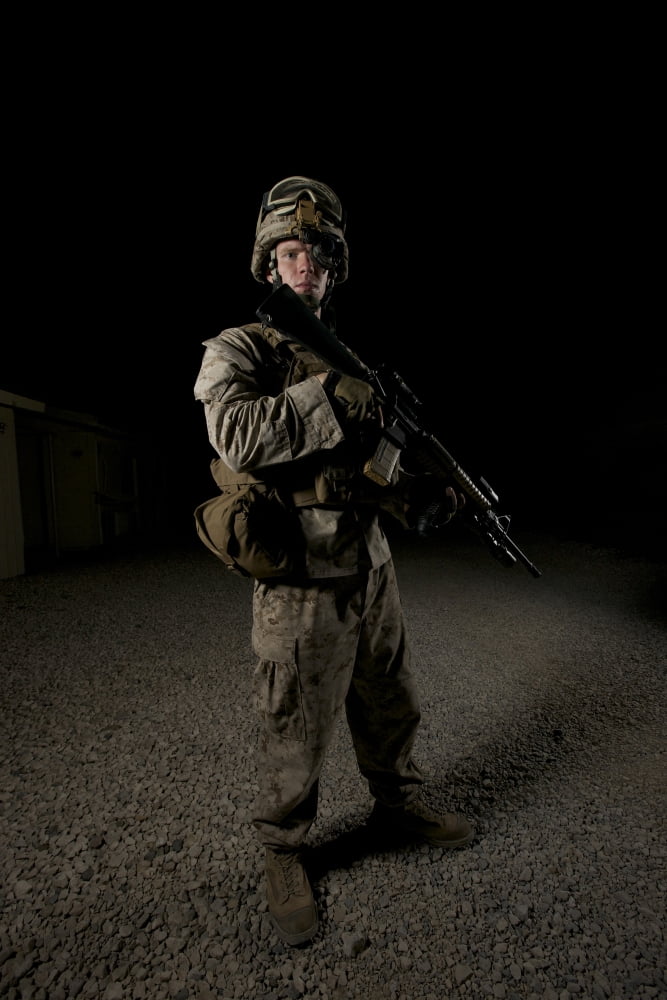 Portrait of a US Marine in Afghanistan Canvas Art - Terry MooreStocktrek Images (24 x 35)