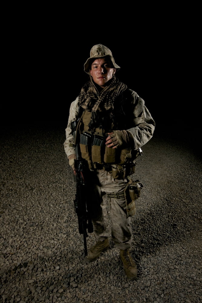 Portrait of a US Marine in Afghanistan Canvas Art - Terry MooreStocktrek Images (24 x 35)