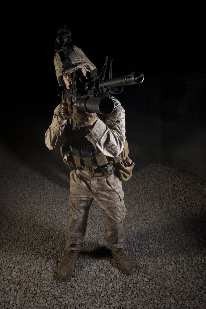 Portrait of a US Marine in Northern Afghanistan Canvas Art - Terry MooreStocktrek Images (24 x 35)