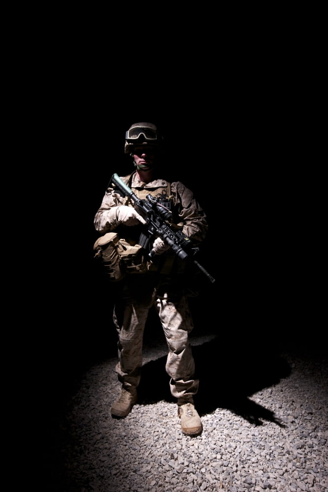 Portrait of a US Marine in uniform Canvas Art - Terry MooreStocktrek Images (12 x 18)
