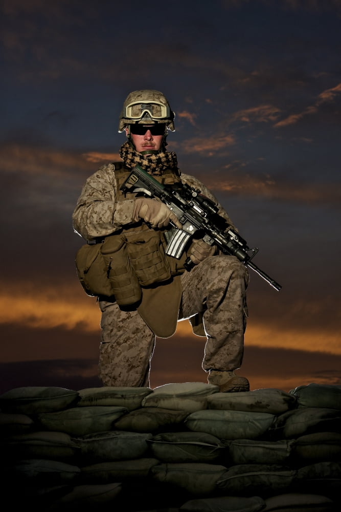 Portrait of a US Marine in uniform Canvas Art - Terry MooreStocktrek Images (12 x 18)