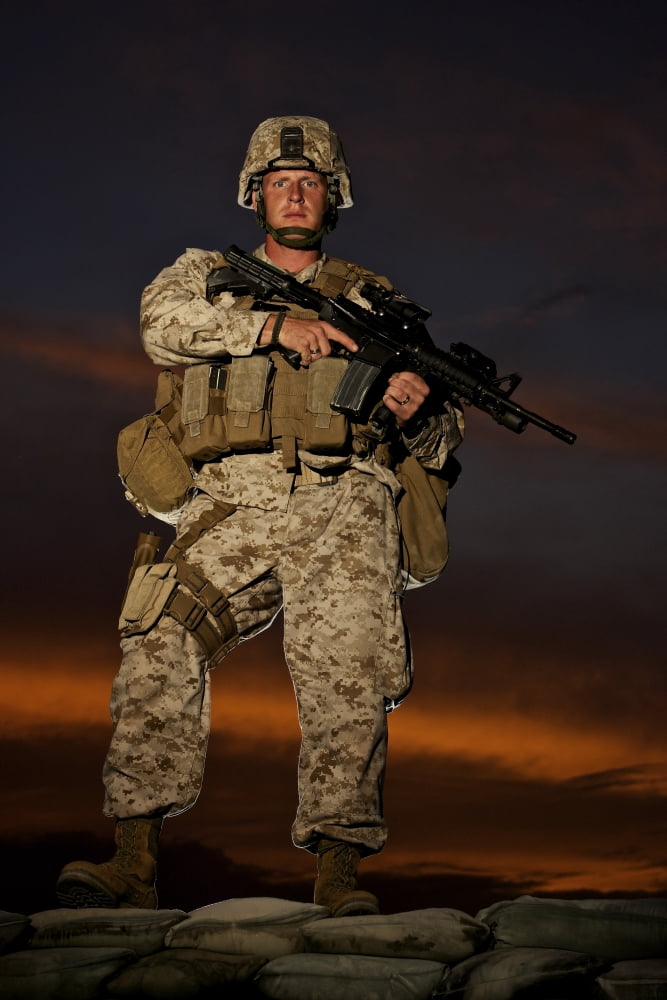 Portrait of a US Marine in uniform Canvas Art - Terry MooreStocktrek Images (24 x 35)