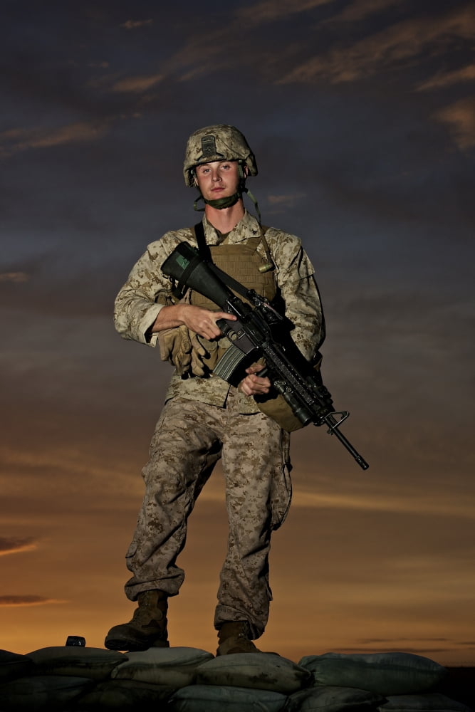 Portrait of a US Marine in uniform Canvas Art - Terry MooreStocktrek Images (24 x 35)