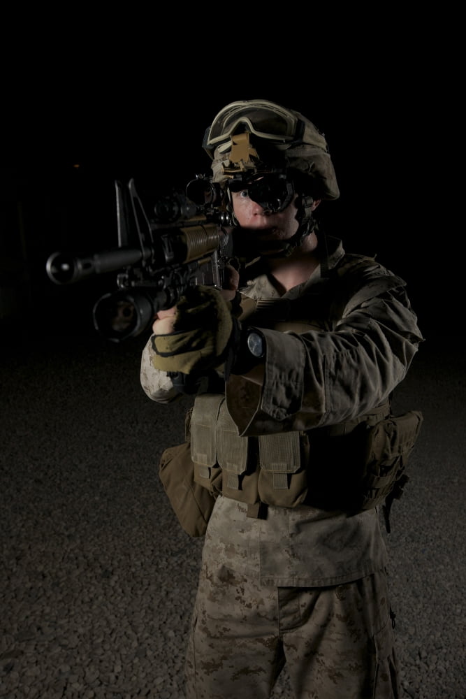 Portrait of a US Marine wearing night vision device Canvas Art - Terry MooreStocktrek Images (24 x 35)