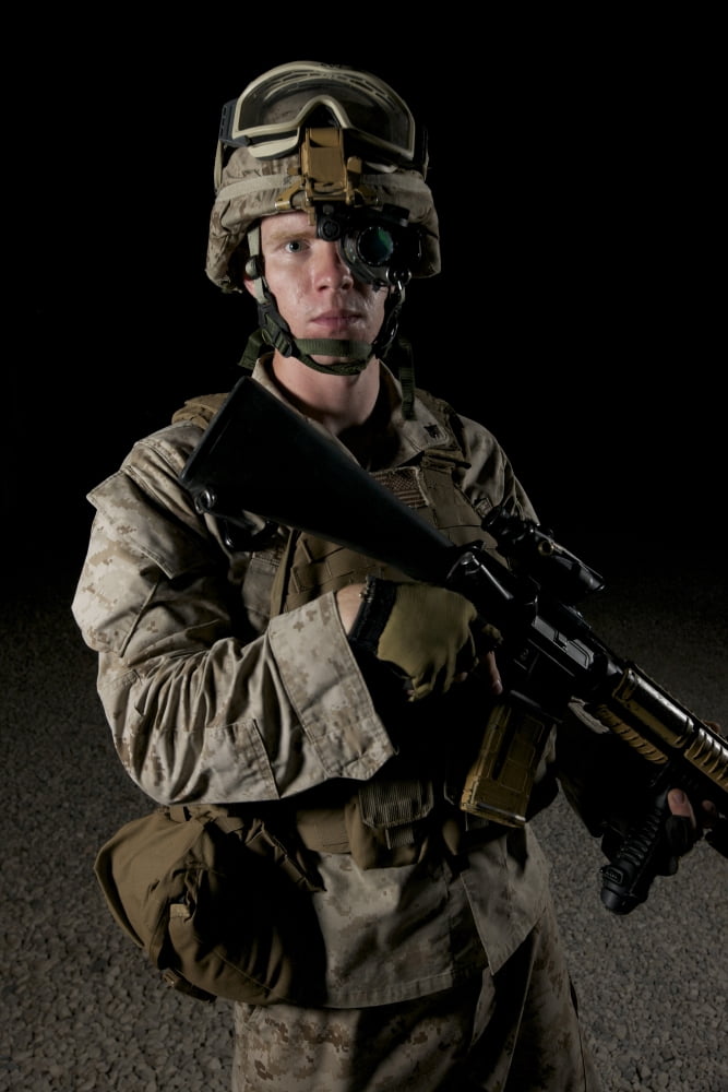 Portrait of a US Marine wearing night vision device Canvas Art - Terry MooreStocktrek Images (24 x 35)
