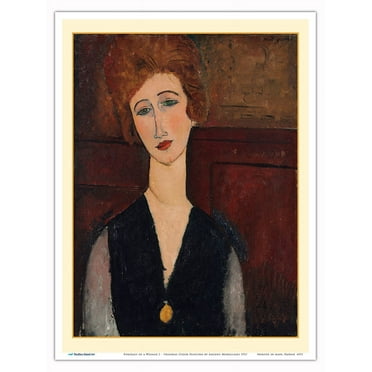 Portrait of a Woman 2 - From an Original Color Painting by Amedeo Modigliani c.1917 - Master Art Print (Unframed) 9in x 12in