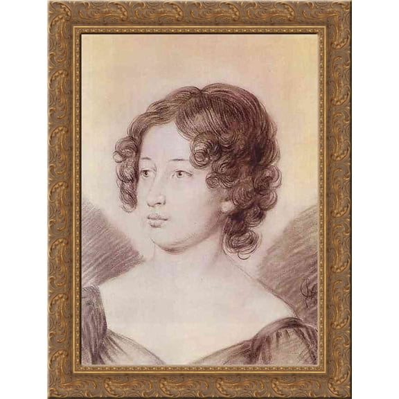 Portrait of a Woman 20x24 Gold Ornate Wood Framed Canvas Art by Orlowski, Alexander