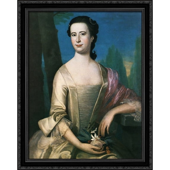 Portrait of a Woman 28x34 Large Black Ornate Wood Framed Canvas Art by John Singleton Copley